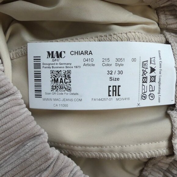 MAC Jeans Chiara Fluid Corduroy Pull On Trouser Pants USA Size 2 EU 32 - Picture 10 of 13